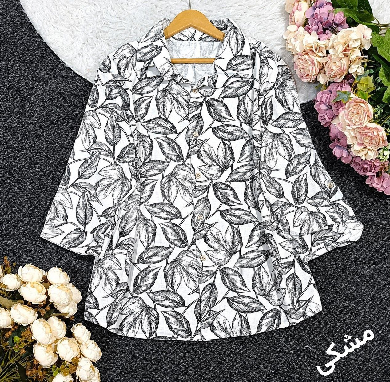 شومیز مانتویی شیک زنانه فری سایز ۳۸تا۴۸ است سایزجداندارد زیرنویس پایین سایت چک شود